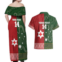 Custom Mate Maa Tonga And Kangaroo Australia Couples Matching Off Shoulder Maxi Dress and Hawaiian Shirt Tongan Kupesi Mix Aboriginal Art LT14 - Polynesian Pride
