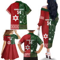 Custom Mate Maa Tonga And Kangaroo Australia Family Matching Off The Shoulder Long Sleeve Dress and Hawaiian Shirt Tongan Kupesi Mix Aboriginal Art LT14 - Polynesian Pride