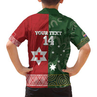 Custom Mate Maa Tonga And Kangaroo Australia Family Matching Off Shoulder Short Dress and Hawaiian Shirt Tongan Kupesi Mix Aboriginal Art LT14 - Polynesian Pride