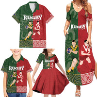 Custom Mate Maa Tonga And Kangaroo Australia Family Matching Summer Maxi Dress and Hawaiian Shirt Tongan Kupesi Mix Aboriginal Art LT14 - Polynesian Pride