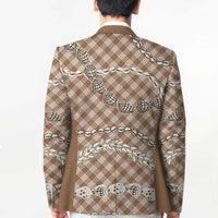 Brown Aloha Hawaii Shell Lei Blazer Palaka Hebrew Cone Honey Cowrie Elegant Curves - Polynesian Pride