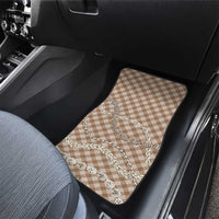 Brown Aloha Hawaii Shell Lei Car Mats Palaka Hebrew Cone Honey Cowrie Elegant Curves - Polynesian Pride