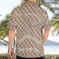 Brown Aloha Hawaii Shell Lei Hawaiian Shirt Palaka Hebrew Cone Honey Cowrie Elegant Curves - Polynesian Pride