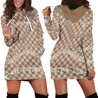 Brown Aloha Hawaii Shell Lei Hoodie Dress Palaka Hebrew Cone Honey Cowrie Elegant Curves LT14 - Polynesian Pride