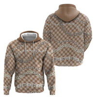 Brown Aloha Hawaii Shell Lei Zip Hoodie Palaka Hebrew Cone Honey Cowrie Elegant Curves - Polynesian Pride