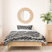 Black Aloha Hawaii Shell Lei Bedding Set Palaka Hebrew Cone Honey Cowrie Elegant Curves - Polynesian Pride