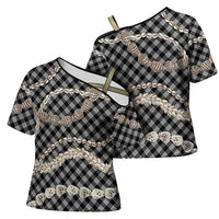 Black Aloha Hawaii Shell Lei Cross Shoulder Shirt Palaka Hebrew Cone Honey Cowrie Elegant Curves - Polynesian Pride