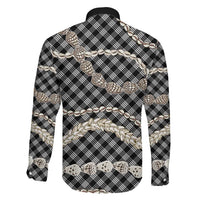 Black Aloha Hawaii Shell Lei Family Matching Mermaid Dress and Hawaiian Shirt Palaka Hebrew Cone Honey Cowrie Elegant Curves LT14 - Polynesian Pride