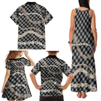Black Aloha Hawaii Shell Lei Family Matching Tank Maxi Dress and Hawaiian Shirt Palaka Hebrew Cone Honey Cowrie Elegant Curves LT14 - Polynesian Pride