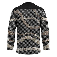 Black Aloha Hawaii Shell Lei Hockey Jersey Palaka Hebrew Cone Honey Cowrie Elegant Curves - Polynesian Pride