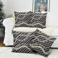 Black Aloha Hawaii Shell Lei Pillow Cover Palaka Hebrew Cone Honey Cowrie Elegant Curves - Polynesian Pride