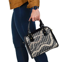 Black Aloha Hawaii Shell Lei Shoulder Handbag Palaka Hebrew Cone Honey Cowrie Elegant Curves - Polynesian Pride
