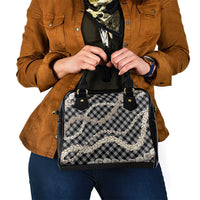 Black Aloha Hawaii Shell Lei Shoulder Handbag Palaka Hebrew Cone Honey Cowrie Elegant Curves - Polynesian Pride