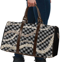 Black Aloha Hawaii Shell Lei Travel Bag Palaka Hebrew Cone Honey Cowrie Elegant Curves - Polynesian Pride