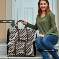 Black Aloha Hawaii Shell Lei Travel Bag Palaka Hebrew Cone Honey Cowrie Elegant Curves - Polynesian Pride