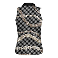 Black Aloha Hawaii Shell Lei Women Sleeveless Polo Shirt Palaka Hebrew Cone Honey Cowrie Elegant Curves LT14 - Polynesian Pride
