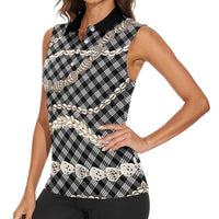 Black Aloha Hawaii Shell Lei Women Sleeveless Polo Shirt Palaka Hebrew Cone Honey Cowrie Elegant Curves LT14 - Polynesian Pride