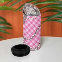 Pink Aloha Hawaii Shell Lei 4 in 1 Can Cooler Tumbler Palaka Hebrew Cone Honey Cowrie Elegant Curves LT14 - Polynesian Pride