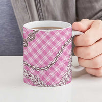 Pink Aloha Hawaii Shell Lei Ceramic Mug Palaka Hebrew Cone Honey Cowrie Elegant Curves - Polynesian Pride