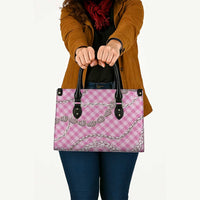 Pink Aloha Hawaii Shell Lei Leather Bag Palaka Hebrew Cone Honey Cowrie Elegant Curves - Polynesian Pride