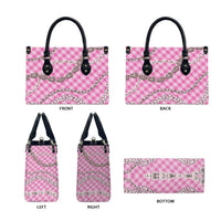 Pink Aloha Hawaii Shell Lei Leather Bag Palaka Hebrew Cone Honey Cowrie Elegant Curves - Polynesian Pride