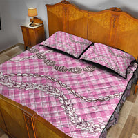 Pink Aloha Hawaii Shell Lei Quilt Bed Set Palaka Hebrew Cone Honey Cowrie Elegant Curves - Polynesian Pride