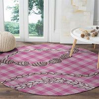 Pink Aloha Hawaii Shell Lei Round Carpet Palaka Hebrew Cone Honey Cowrie Elegant Curves - Polynesian Pride