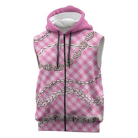 Pink Aloha Hawaii Shell Lei Sleeveless Zip Hoodie Palaka Hebrew Cone Honey Cowrie Elegant Curves - Polynesian Pride