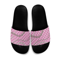 Pink Aloha Hawaii Shell Lei Slide Sandals Palaka Hebrew Cone Honey Cowrie Elegant Curves - Polynesian Pride