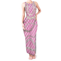 Pink Aloha Hawaii Shell Lei Tank Maxi Dress Palaka Hebrew Cone Honey Cowrie Elegant Curves - Polynesian Pride