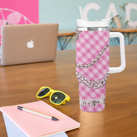 Pink Aloha Hawaii Shell Lei Tumbler With Handle Palaka Hebrew Cone Honey Cowrie Elegant Curves - Polynesian Pride