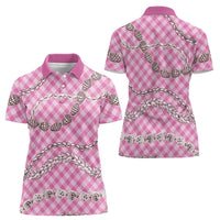 Pink Aloha Hawaii Shell Lei Women Polo Shirt Palaka Hebrew Cone Honey Cowrie Elegant Curves LT14 - Polynesian Pride