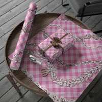 Pink Aloha Hawaii Shell Lei Wrapping Paper Palaka Hebrew Cone Honey Cowrie Elegant Curves - Polynesian Pride