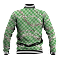 Green Aloha Hawaii Shell Lei Baseball Jacket Palaka Hebrew Cone Honey Cowrie Elegant Curves - Polynesian Pride