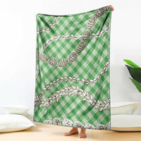 Green Aloha Hawaii Shell Lei Blanket Palaka Hebrew Cone Honey Cowrie Elegant Curves - Polynesian Pride