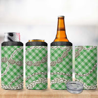 Green Aloha Hawaii Shell Lei 4 in 1 Can Cooler Tumbler Palaka Hebrew Cone Honey Cowrie Elegant Curves LT14 - Polynesian Pride
