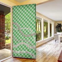 Green Aloha Hawaii Shell Lei Door Cover Palaka Hebrew Cone Honey Cowrie Elegant Curves - Polynesian Pride
