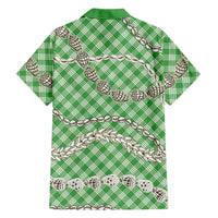 Green Aloha Hawaii Shell Lei Family Matching Short Sleeve Bodycon Dress and Hawaiian Shirt Palaka Hebrew Cone Honey Cowrie Elegant Curves LT14 - Polynesian Pride
