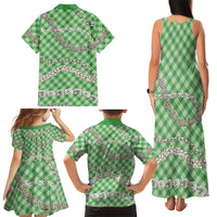 Green Aloha Hawaii Shell Lei Family Matching Tank Maxi Dress and Hawaiian Shirt Palaka Hebrew Cone Honey Cowrie Elegant Curves LT14 - Polynesian Pride