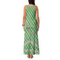 Green Aloha Hawaii Shell Lei Family Matching Tank Maxi Dress and Hawaiian Shirt Palaka Hebrew Cone Honey Cowrie Elegant Curves LT14 - Polynesian Pride
