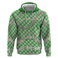 Green Aloha Hawaii Shell Lei Hoodie Palaka Hebrew Cone Honey Cowrie Elegant Curves - Polynesian Pride