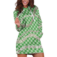 Green Aloha Hawaii Shell Lei Hoodie Dress Palaka Hebrew Cone Honey Cowrie Elegant Curves LT14 Green - Polynesian Pride