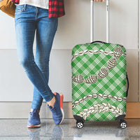 Green Aloha Hawaii Shell Lei Luggage Cover Palaka Hebrew Cone Honey Cowrie Elegant Curves - Polynesian Pride