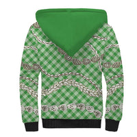 Green Aloha Hawaii Shell Lei Sherpa Hoodie Palaka Hebrew Cone Honey Cowrie Elegant Curves - Polynesian Pride