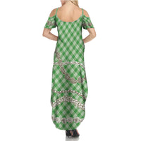 Green Aloha Hawaii Shell Lei Summer Maxi Dress Palaka Hebrew Cone Honey Cowrie Elegant Curves - Polynesian Pride