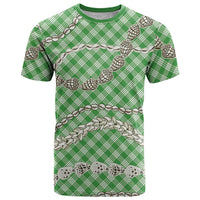 Green Aloha Hawaii Shell Lei T Shirt Palaka Hebrew Cone Honey Cowrie Elegant Curves - Polynesian Pride