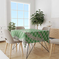 Green Aloha Hawaii Shell Lei Tablecloth Palaka Hebrew Cone Honey Cowrie Elegant Curves - Polynesian Pride