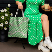 Green Aloha Hawaii Shell Lei Tote Bag Palaka Hebrew Cone Honey Cowrie Elegant Curves - Polynesian Pride