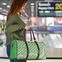 Green Aloha Hawaii Shell Lei Travel Bag Palaka Hebrew Cone Honey Cowrie Elegant Curves - Polynesian Pride