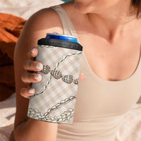 Beige Aloha Hawaii Shell Lei 4 in 1 Can Cooler Tumbler Palaka Hebrew Cone Honey Cowrie Elegant Curves LT14 - Polynesian Pride